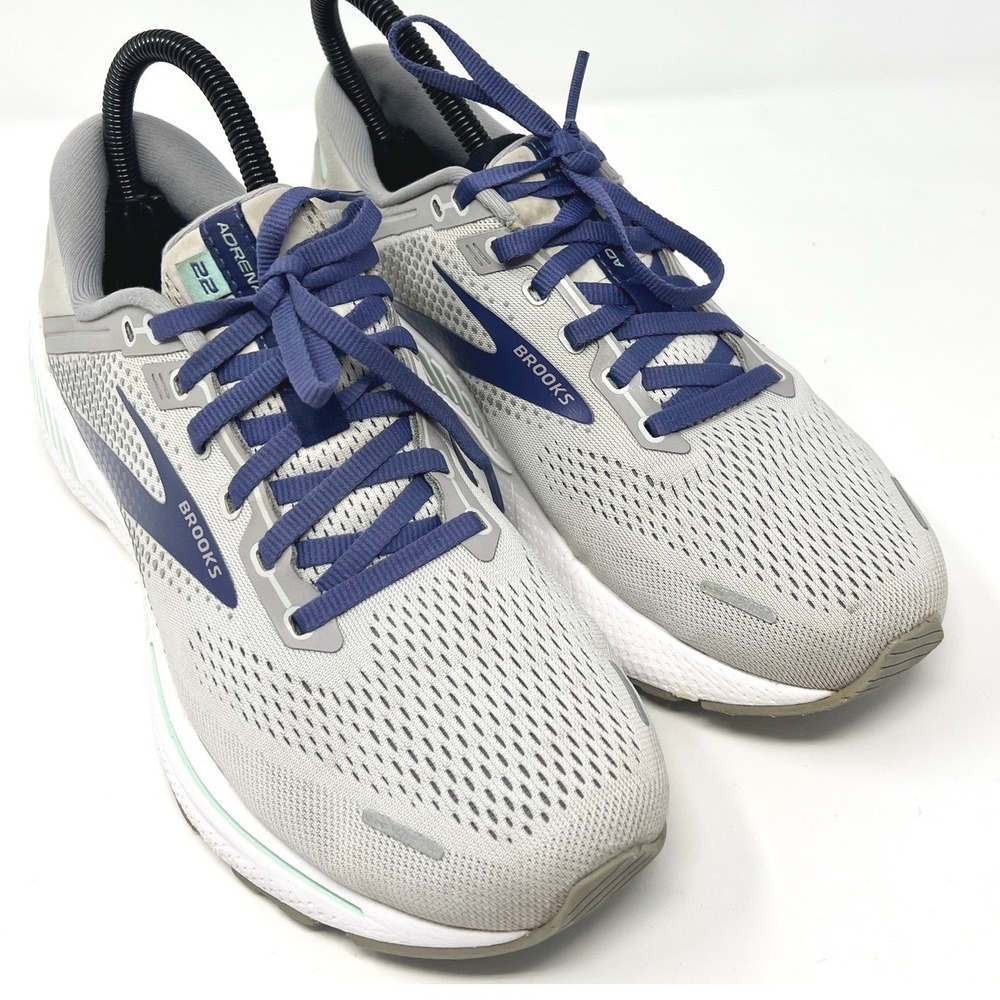 Brooks Women's Adrenaline GTS 22 Support Running Shoes 9 Wide Alloy/Blue/Green